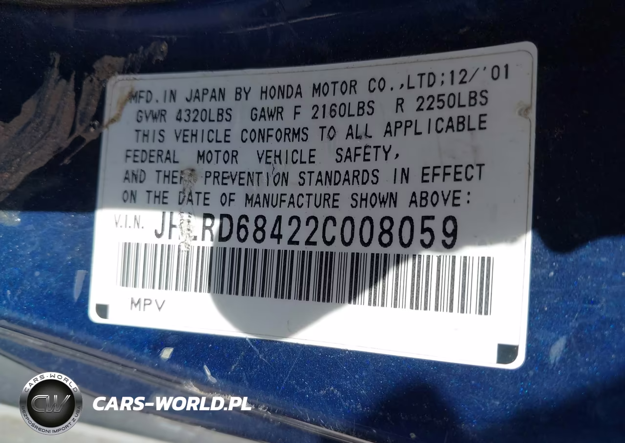 2002 Honda Cr-V Lx VIN:JHLRD68422C008059 - 9