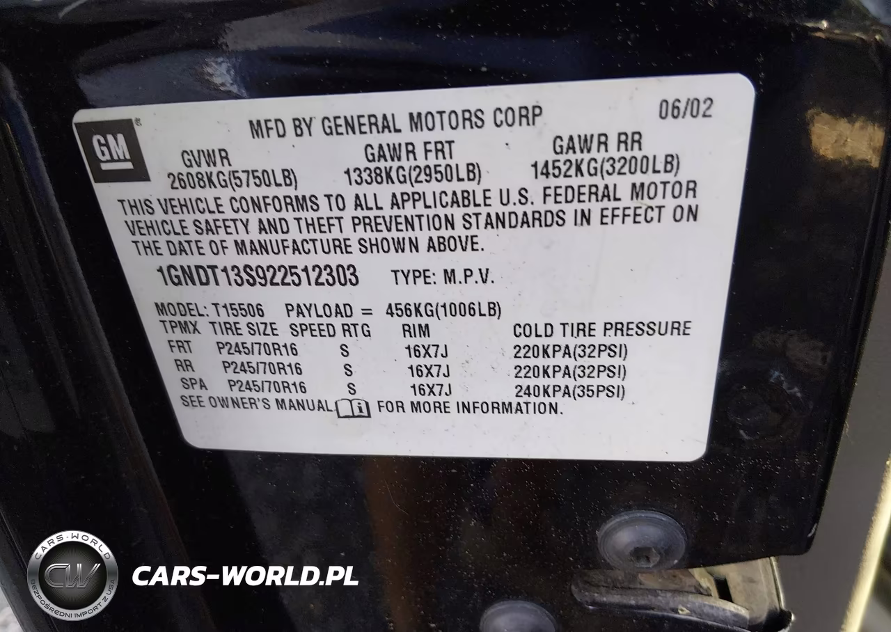 2002 Chevrolet Trailblazer Lt VIN:1GNDT13S922512303 - 9