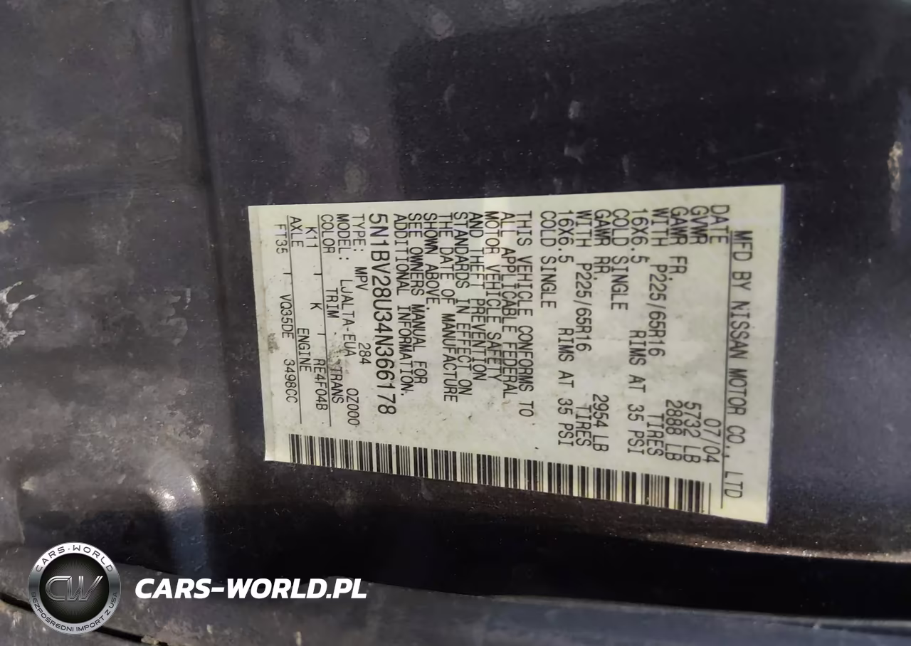 2004 Nissan Quest 3.5 Sl VIN:5N1BV28U34N366178 - 9
