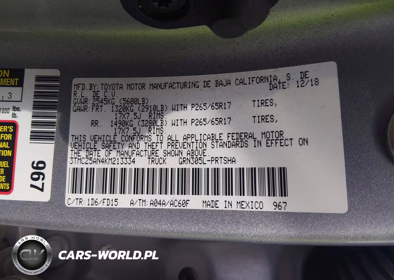 2019 Toyota Tacoma Trd Sport VIN:3TMCZ5AN4KM213334 - 9