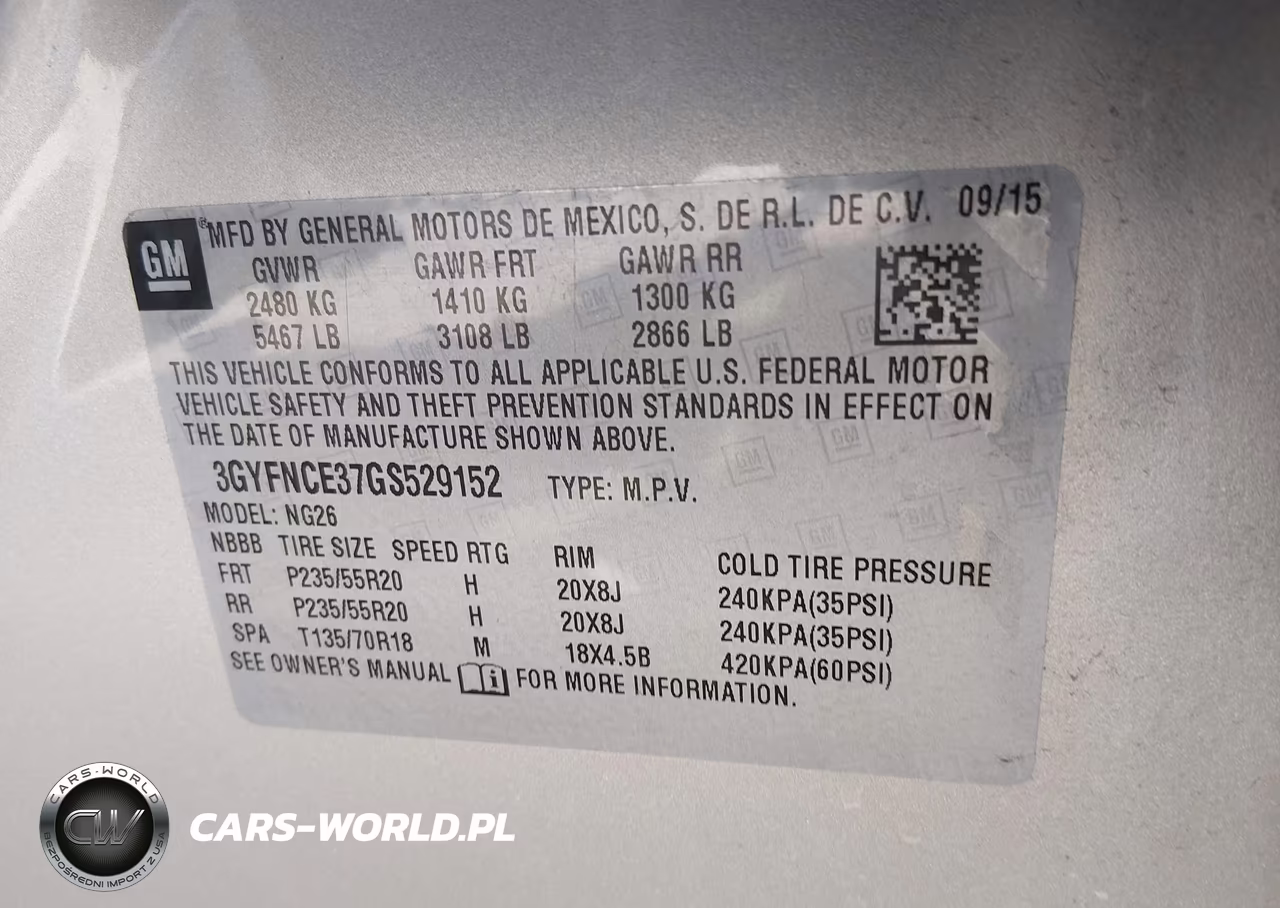 CADILLAC SRX PERFOR VIN:3GYFNCE37GS529152 - 9