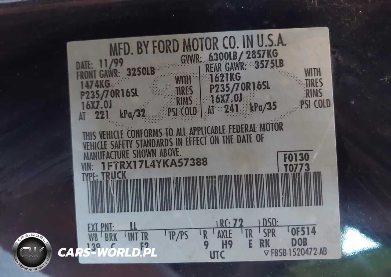 2000 Ford F-150 Lariat-Work Series-Xl-Xlt VIN:1FTRX17L4YKA57388 - 9