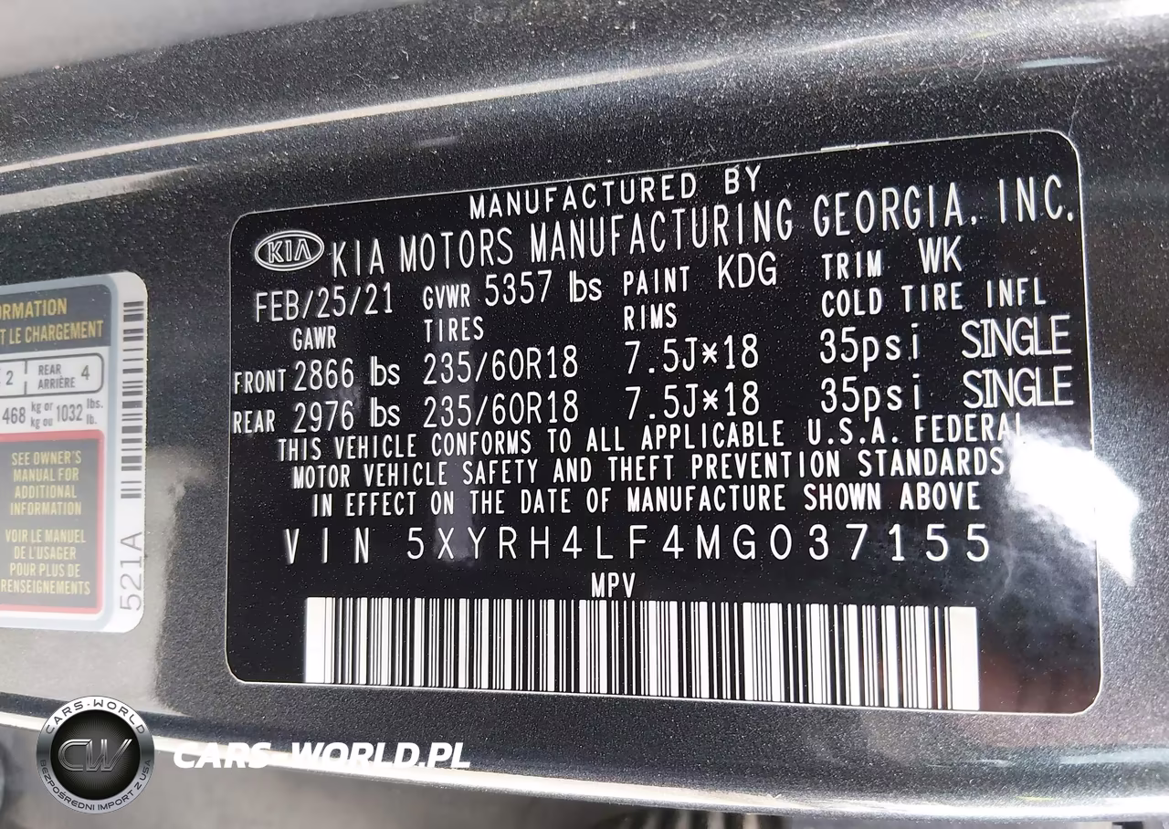 2021 Kia Sorento Ex VIN:5XYRH4LF4MG037155 - 9