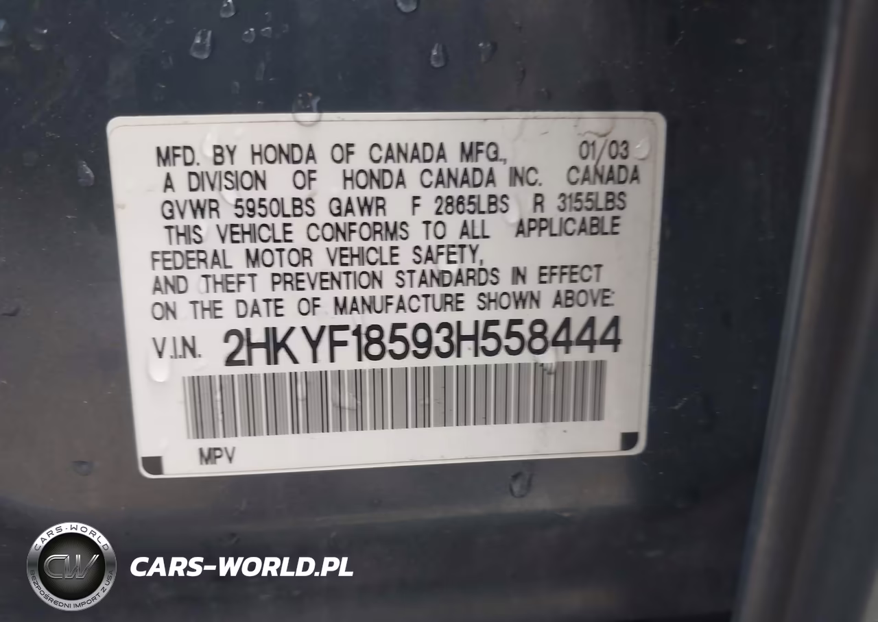 2003 Honda Pilot Ex-L VIN:2HKYF18593H558444 - 9