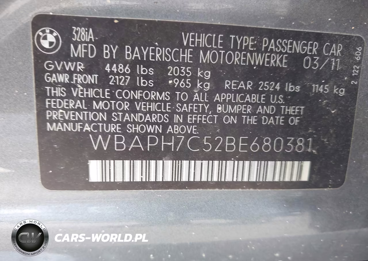 2011 BMW 328I VIN:WBAPH7C52BE680381 - 9