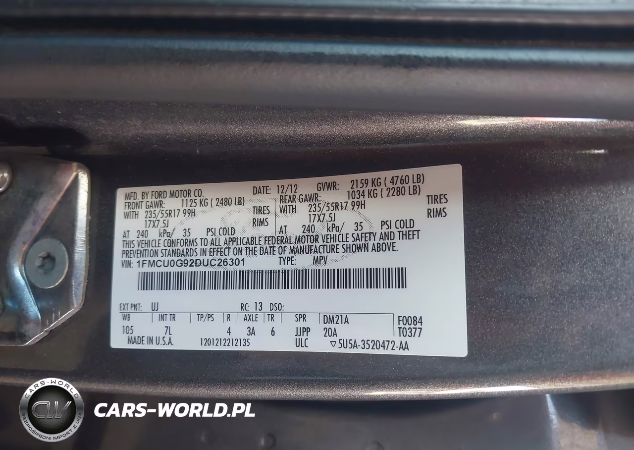 2013 Ford Escape Se VIN:1FMCU0G92DUC26301 - 9