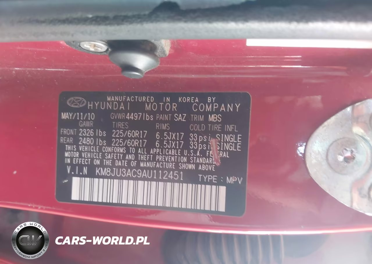 2010 Hyundai Tucson Gls VIN:KM8JU3AC9AU112451 - 9