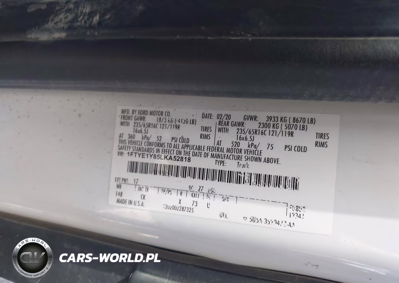 2020 Ford Transit-150 VIN:1FTYE1Y85LKA52818 - 4