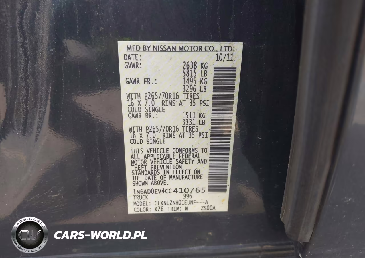 2012 Nissan Frontier Sv VIN:1N6AD0EV4CC410765 - 9