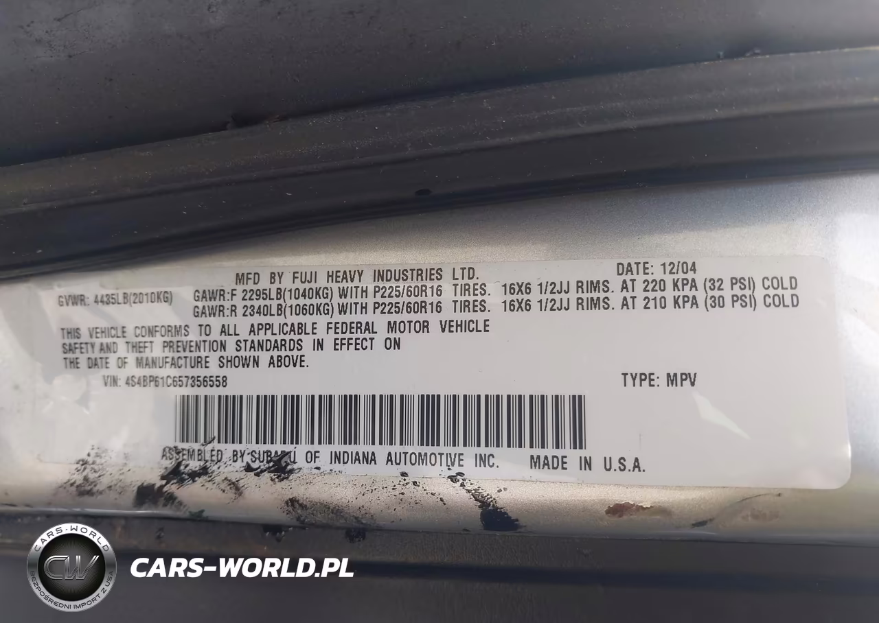 2005 Subaru Outback 2.5I VIN:4S4BP61C657356558 - 9