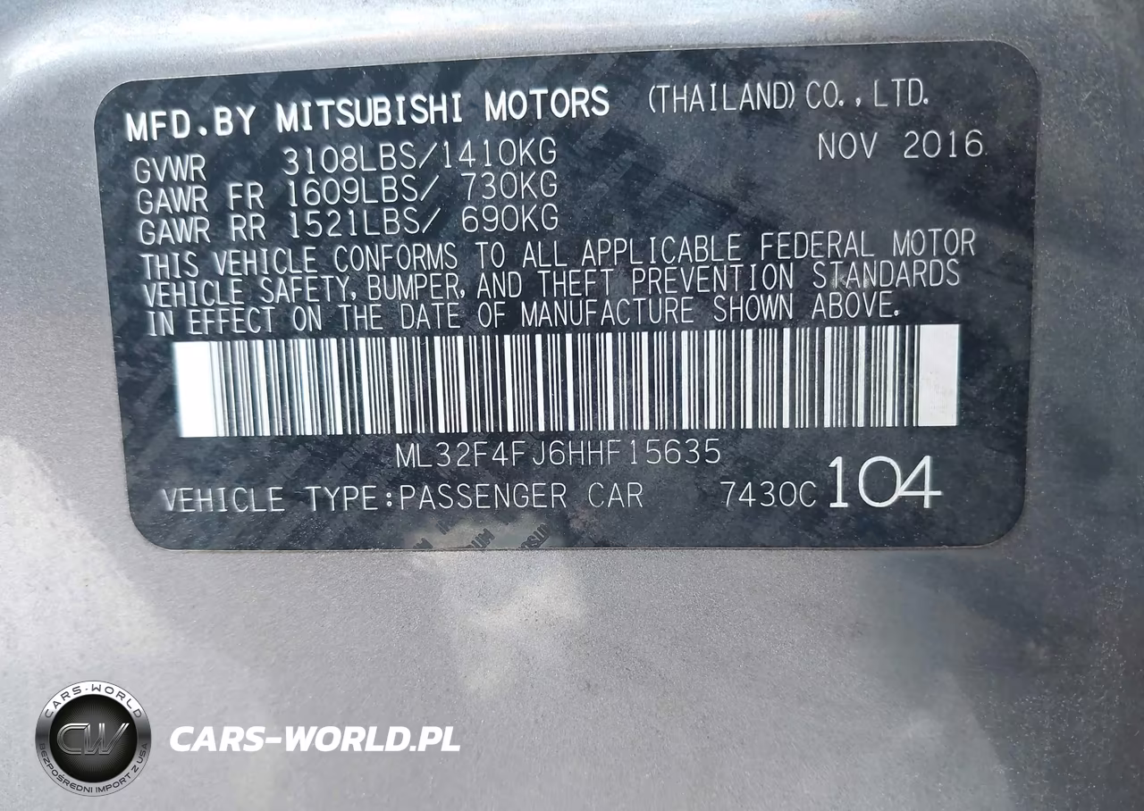 2017 Mitsubishi Mirage G4 Se VIN:ML32F4FJ6HHF15635 - 9