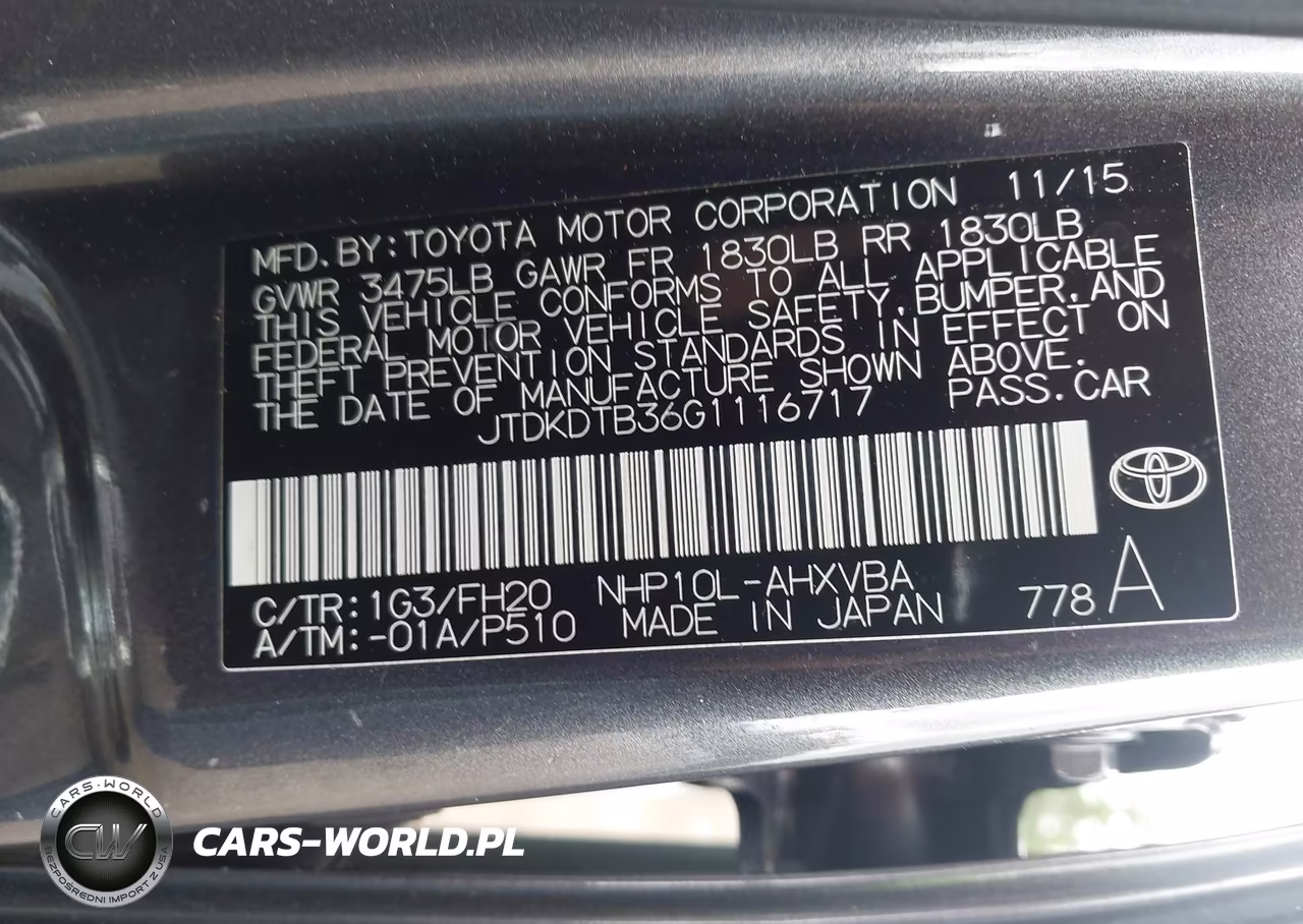 2016 Toyota Prius C One VIN:JTDKDTB36G1116717 - 9