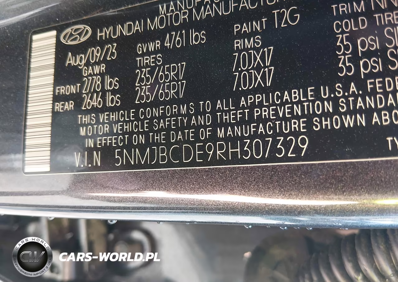 2024 Hyundai Tucson Sel VIN:5NMJBCDE9RH307329 - 9