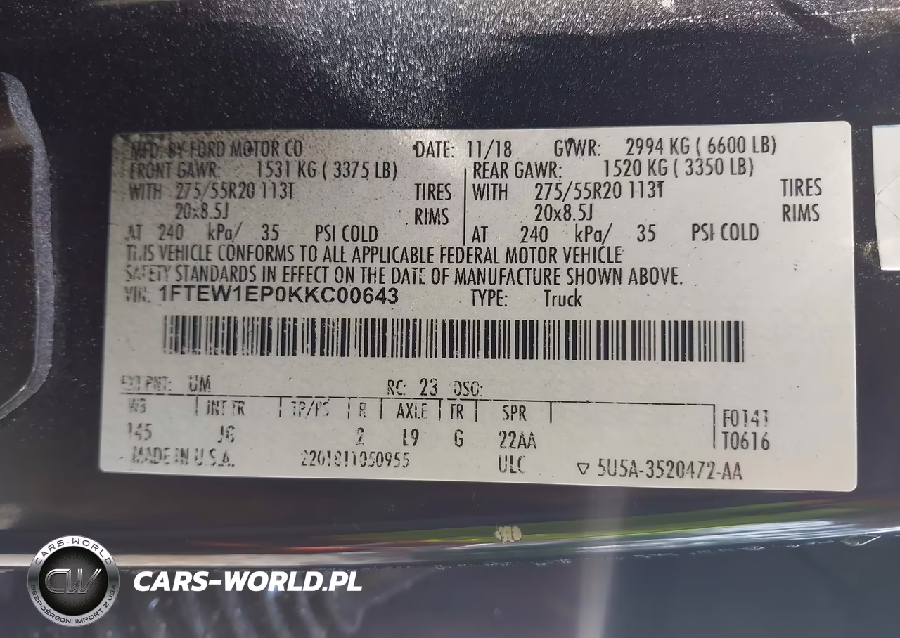 2019 Ford F150 Supercrew VIN:1FTEW1EP0KKC00643 - 9
