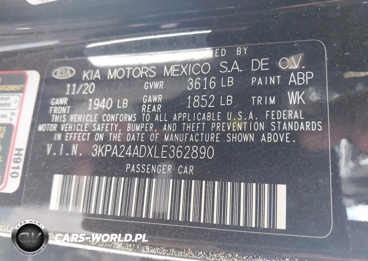 2020 Kia Rio Lx VIN:3KPA24ADXLE362890 - 9