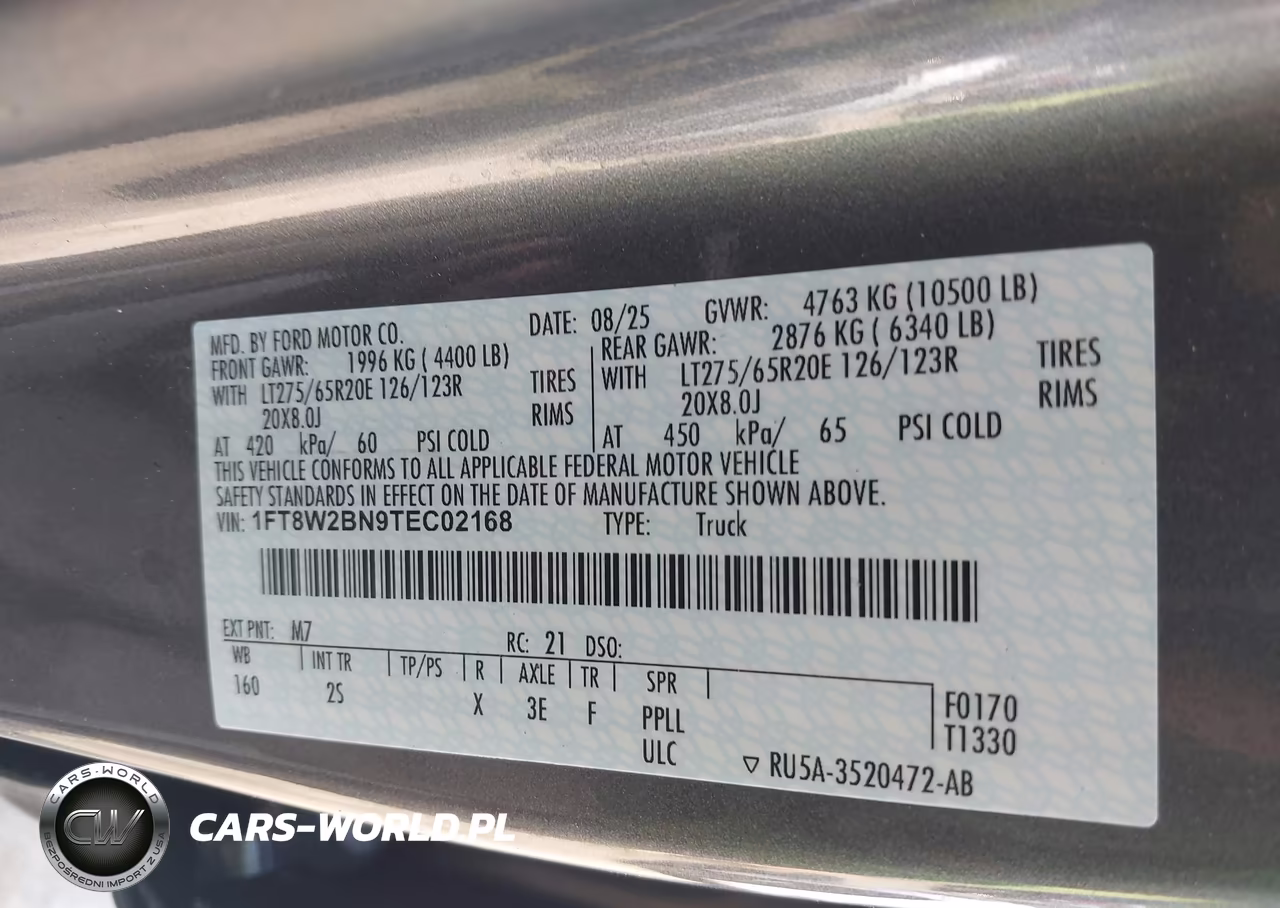 2026 Ford F-250 Xlt VIN:1FT8W2BN9TEC02168 - 8