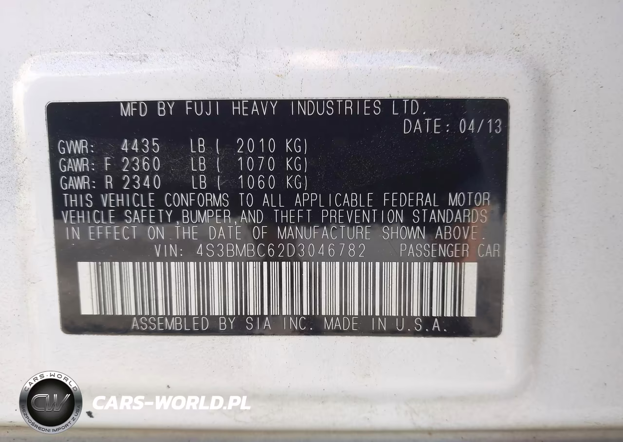 2013 Subaru Legacy 2.5I Premium VIN:4S3BMBC62D3046782 - 9