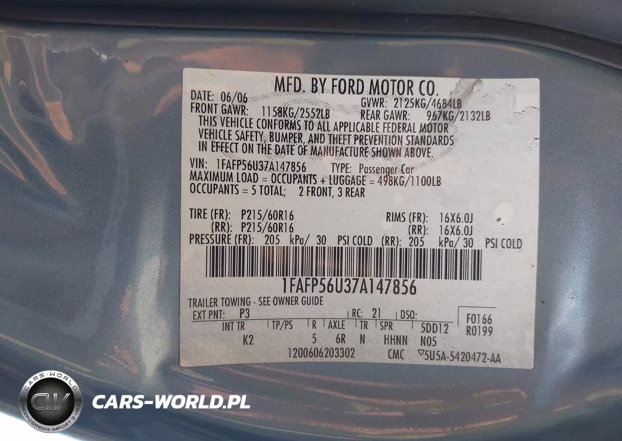 2007 Ford Taurus Sel VIN:1FAFP56U37A147856 - 9