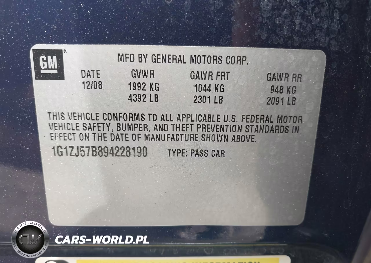 2009 Chevrolet Malibu Lt VIN:1G1ZJ57B894228190 - 9