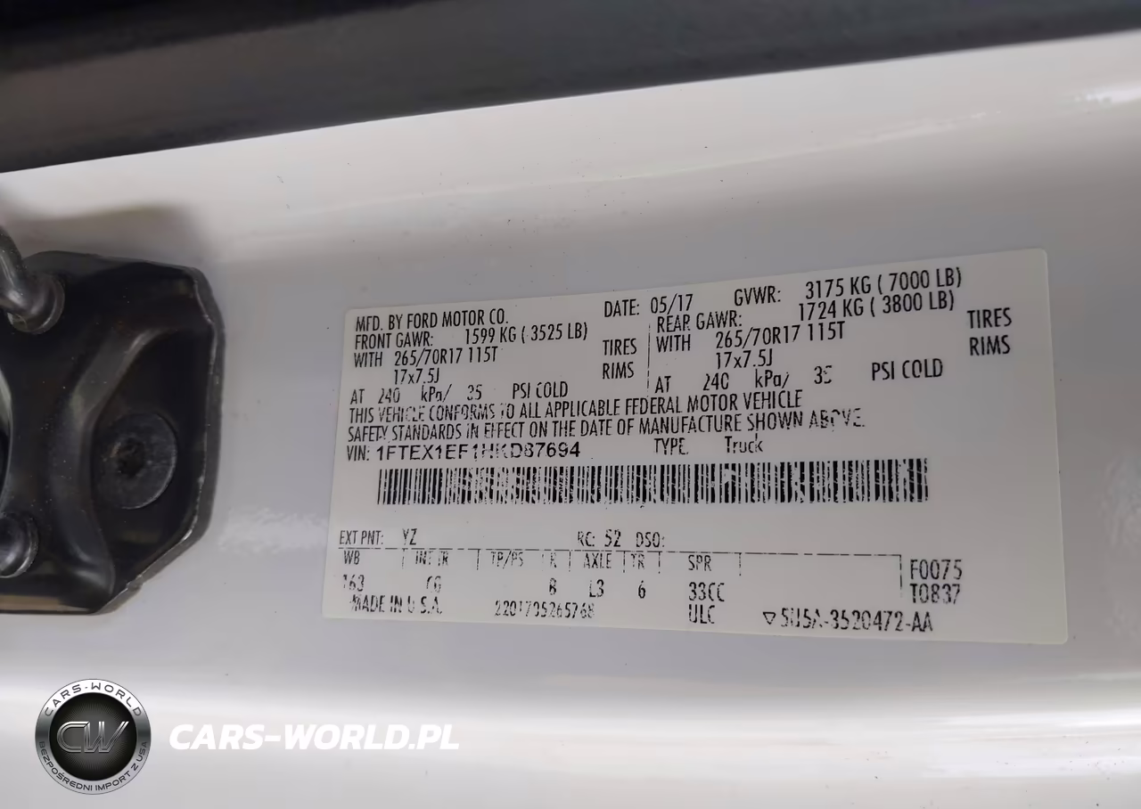 2017 Ford F-150 Lariat-Xl-Xlt VIN:1FTEX1EF1HKD87694 - 9
