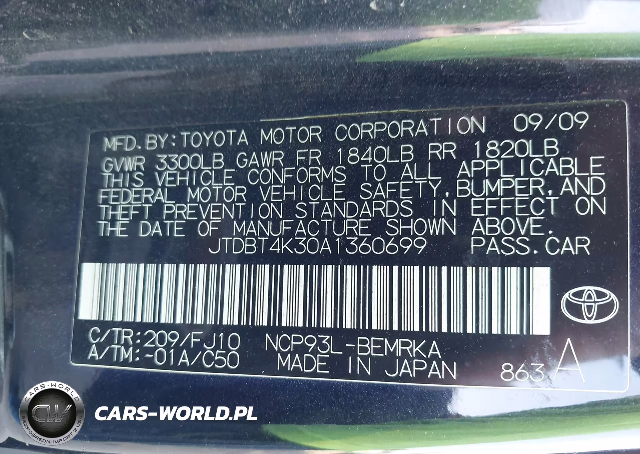 2010 Toyota Yaris VIN:JTDBT4K30A1360699 - 9