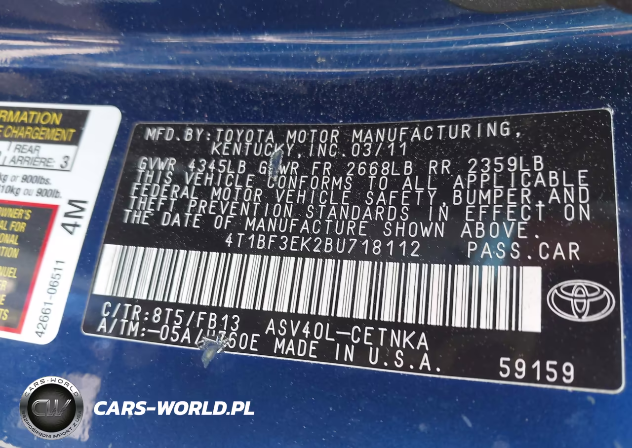 2011 Toyota Camry Le VIN:4T1BF3EK2BU718112 - 9