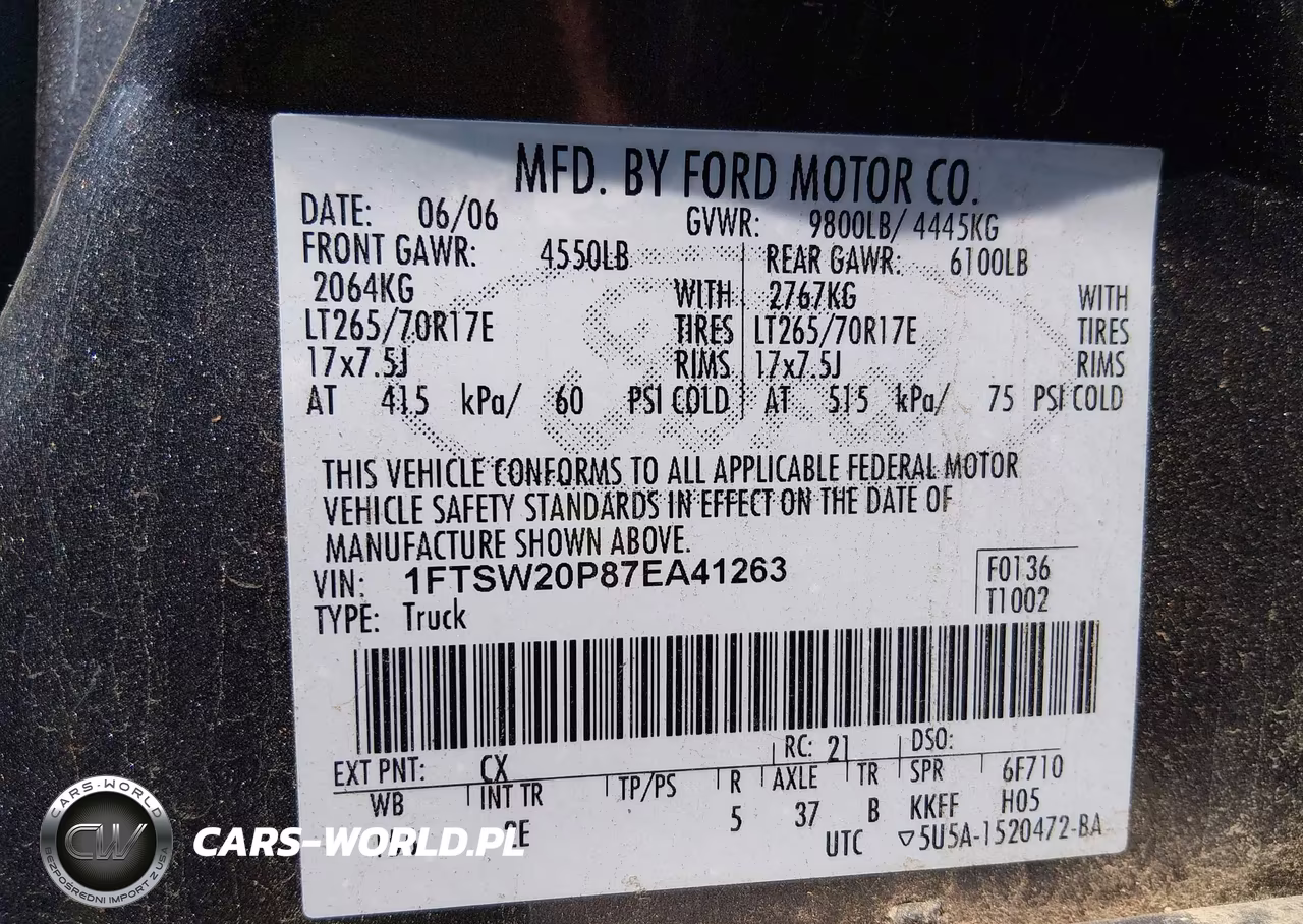 2007 Ford F-250 VIN:1FTSW20P87EA41263 - 9