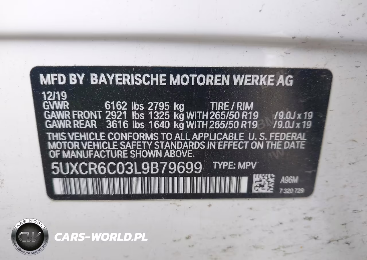 2020 BMW X5 xDrive40I VIN:5UXCR6C03L9B79699 - 9
