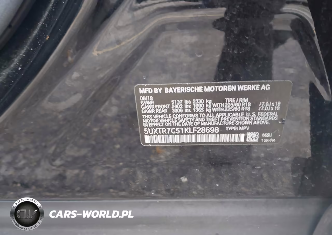 2019 BMW X3 Sdrive30I VIN:5UXTR7C51KLF28698 - 9
