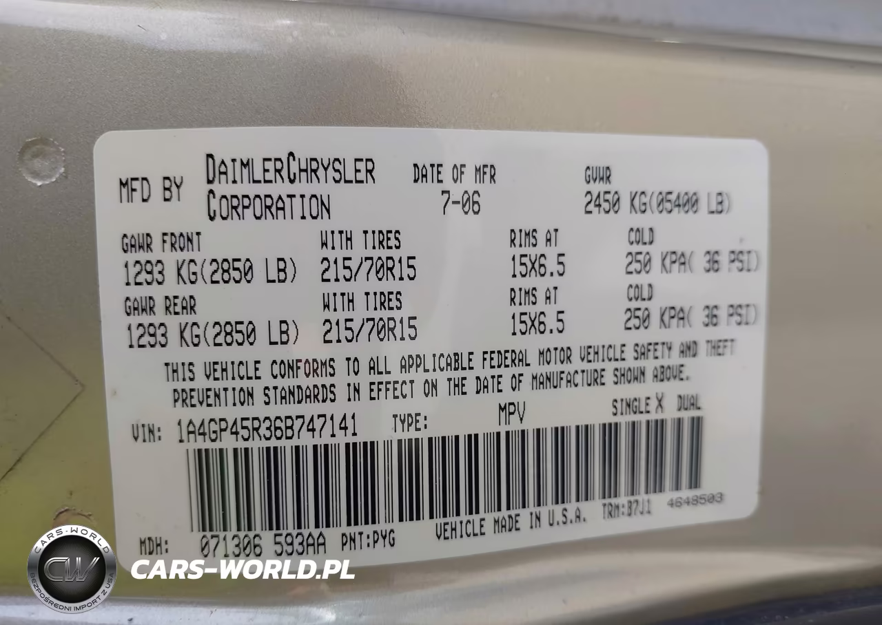 2006 Chrysler Town & Country VIN:1A4GP45R36B747141 - 9