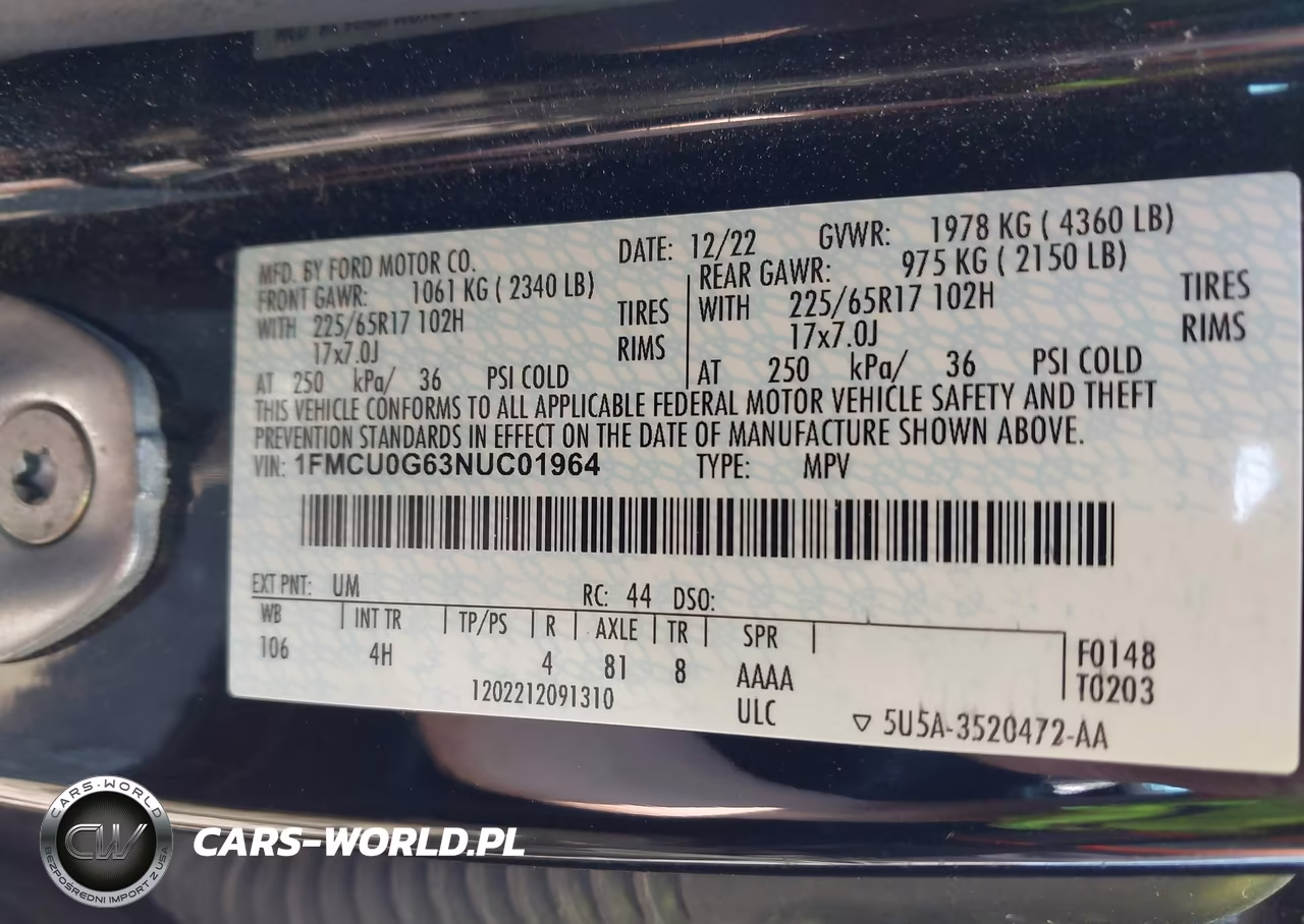 2022 Ford Escape Se VIN:1FMCU0G63NUC01964 - 9