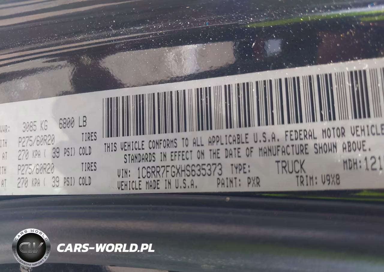 2017 Ram 1500 VIN:1C6RR7FGXHS635373 - 9