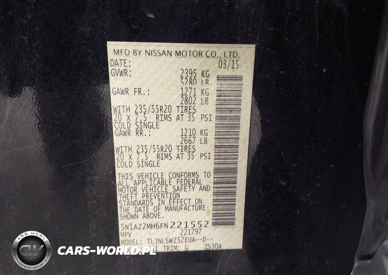 2015 Nissan Murano Platinum VIN:5N1AZ2MH6FN221552 - 9