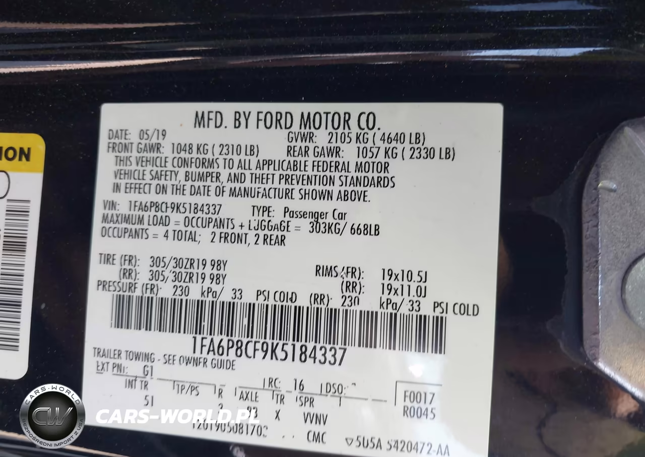 2019 Ford Mustang Gt Premium VIN:1FA6P8CF9K5184337 - 9