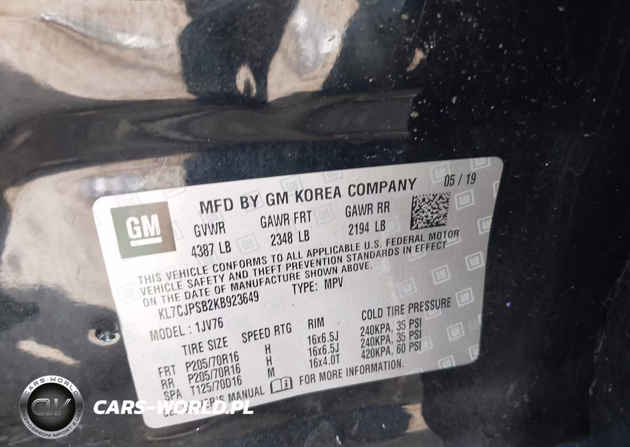 2019 Chevrolet Trax Lt VIN:KL7CJPSB2KB923649 - 9