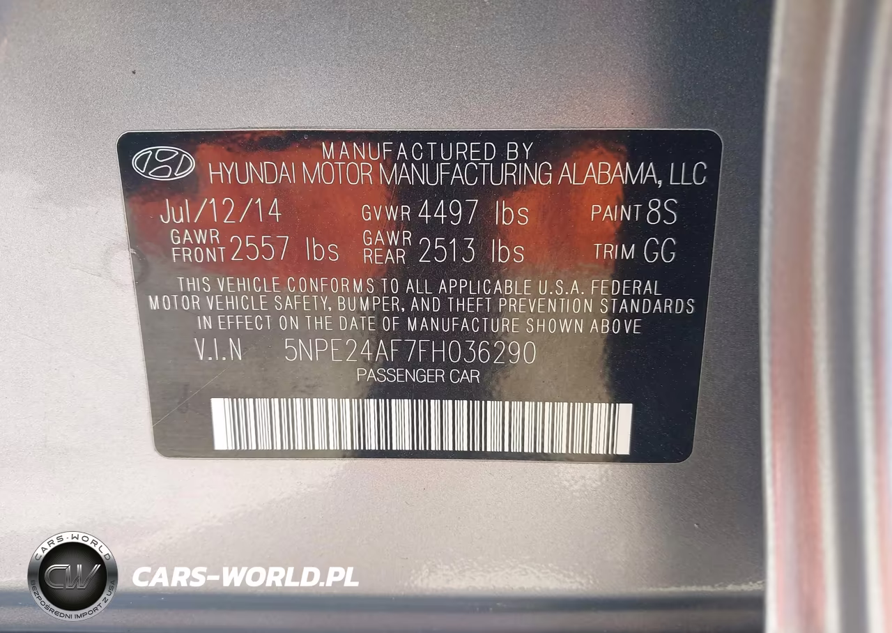 2015 Hyundai Sonata Se VIN:5NPE24AF7FH036290 - 9