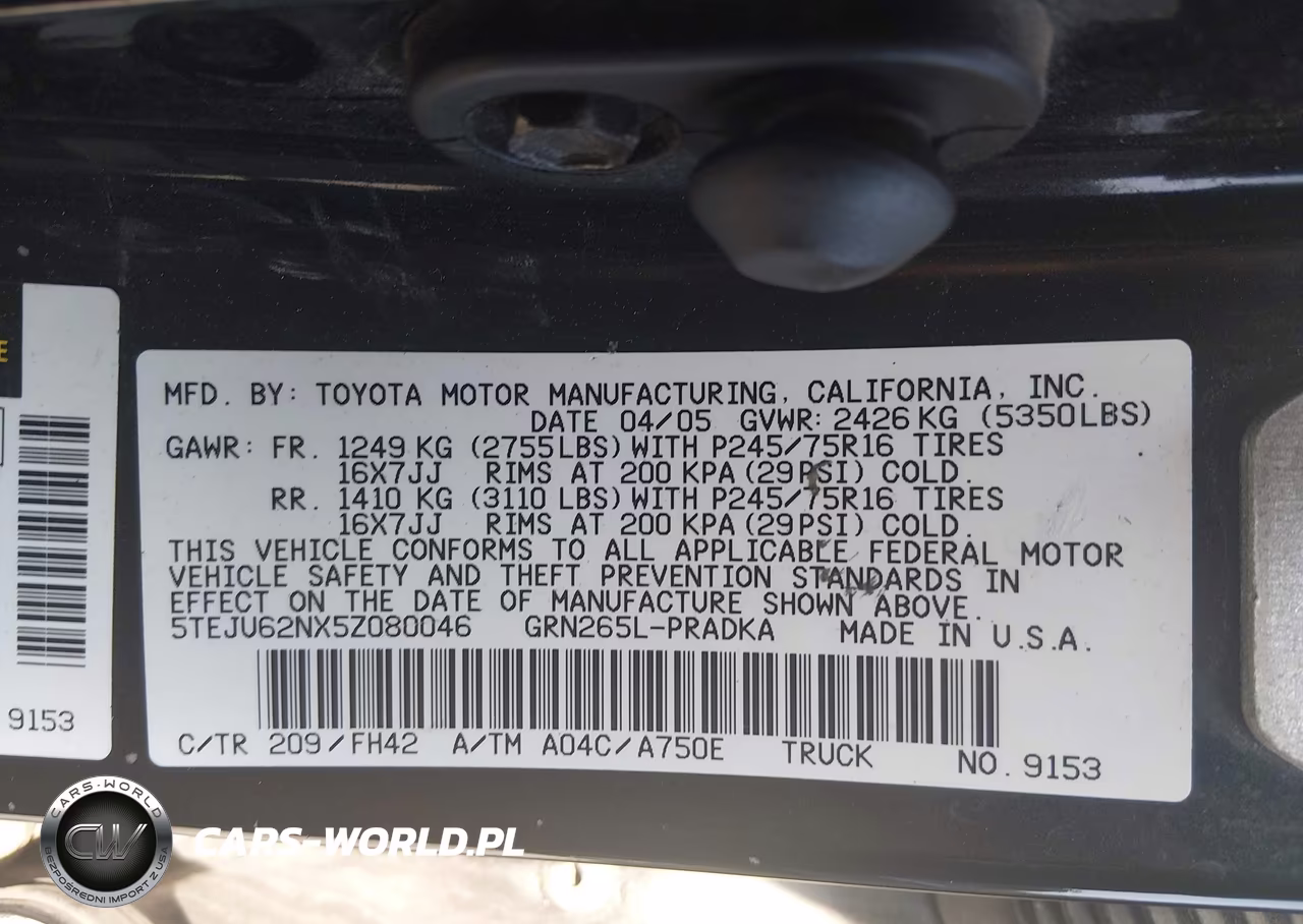 2005 Toyota Tacoma Prerunner V6 VIN:5TEJU62NX5Z080046 - 9