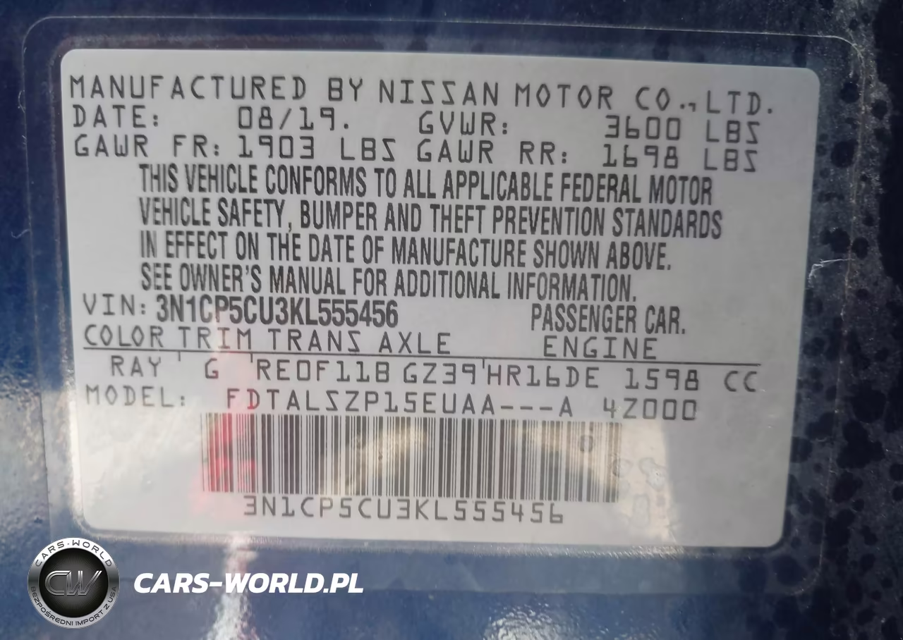 2019 Nissan Kicks Sv VIN:3N1CP5CU3KL555456 - 9