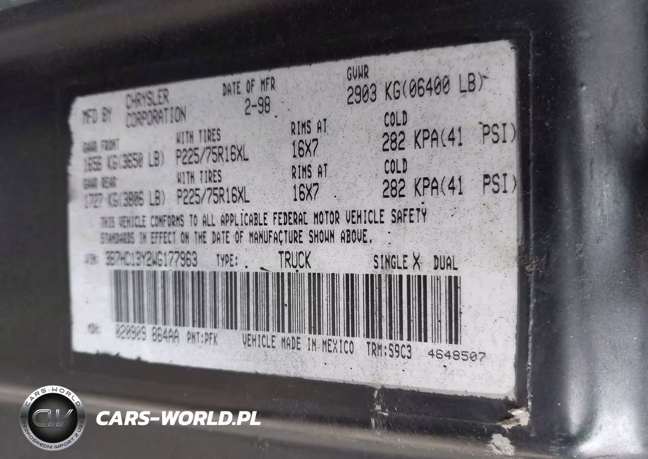 1998 Dodge Ram 1500 St VIN:3B7HC13Y2WG177963 - 9