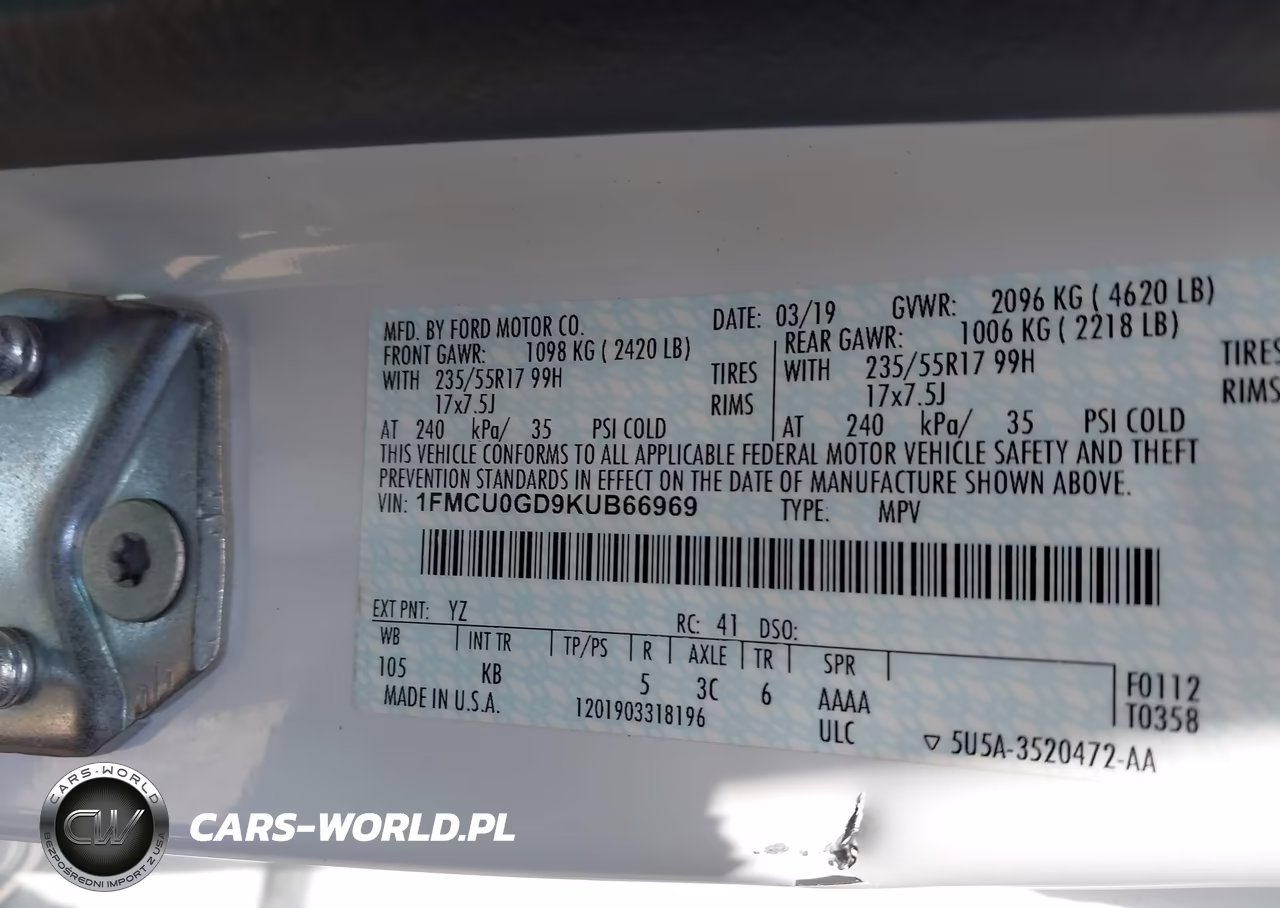 2019 Ford Escape Se VIN:1FMCU0GD9KUB66969 - 9