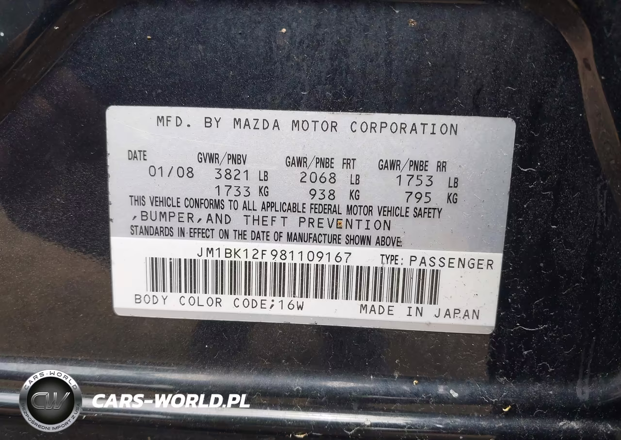 2008 Mazda Mazda3 I Sport VIN:JM1BK12F981109167 - 9