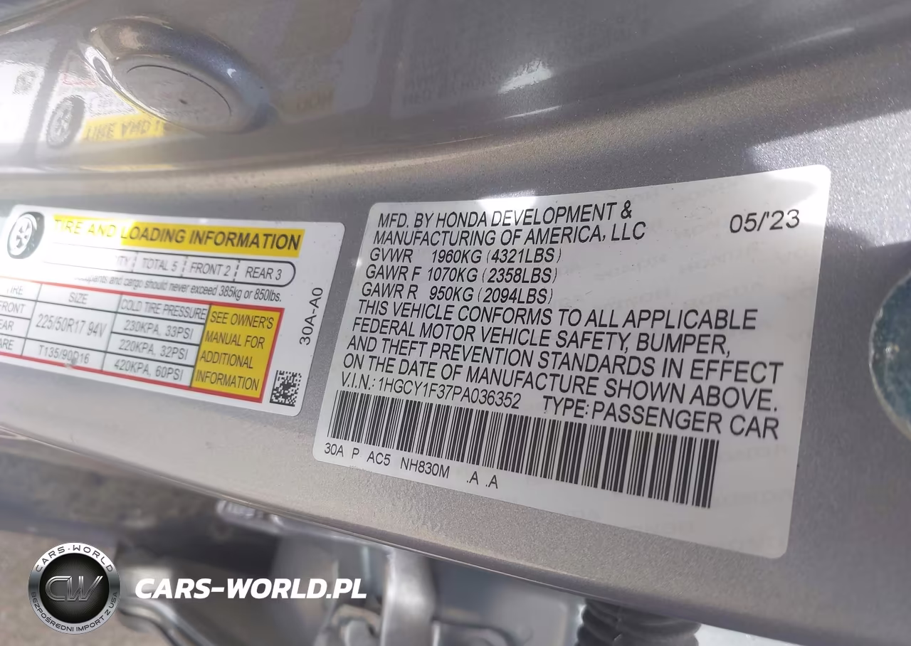 2023 Honda Accord Ex VIN:1HGCY1F37PA036352 - 9