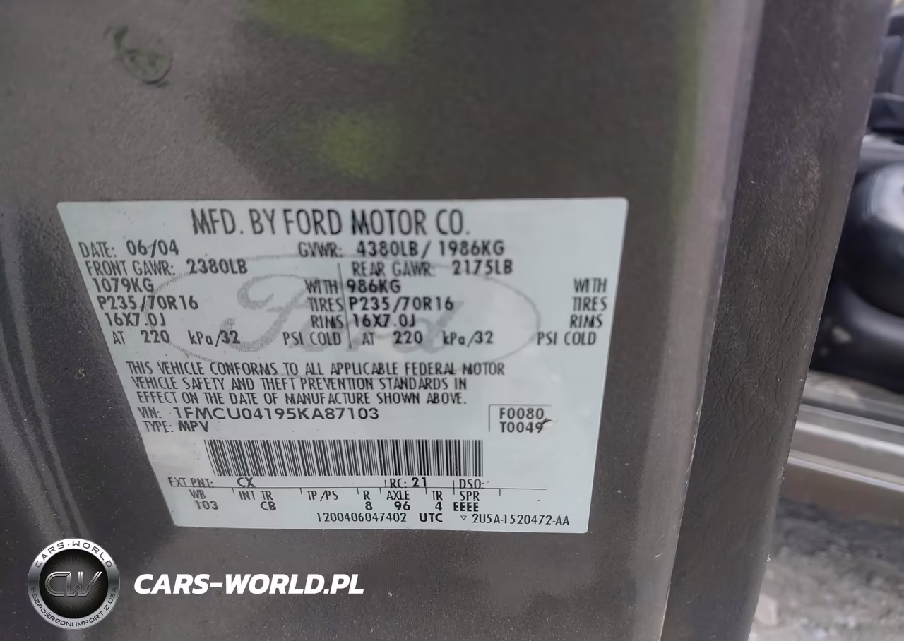 2005 Ford Escape Limited VIN:1FMCU04195KA87103 - 9