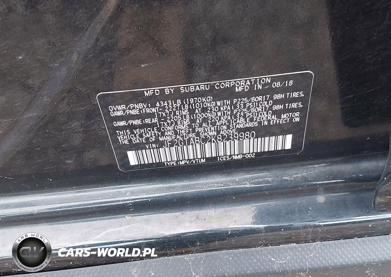 2019 Subaru Crosstrek 2.0I VIN:JF2GTABC2K8239980 - 9