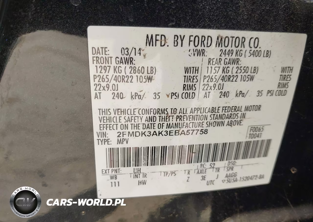 2014 Ford Edge Sport VIN:2FMDK3AK3EBA57758 - 11