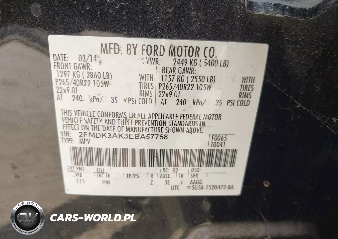 2014 Ford Edge Sport VIN:2FMDK3AK3EBA57758 - 9