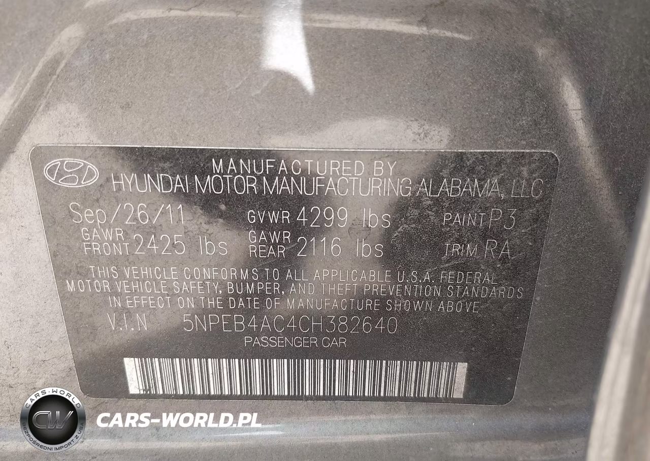 2012 Hyundai Sonata Gls VIN:5NPEB4AC4CH382640 - 9