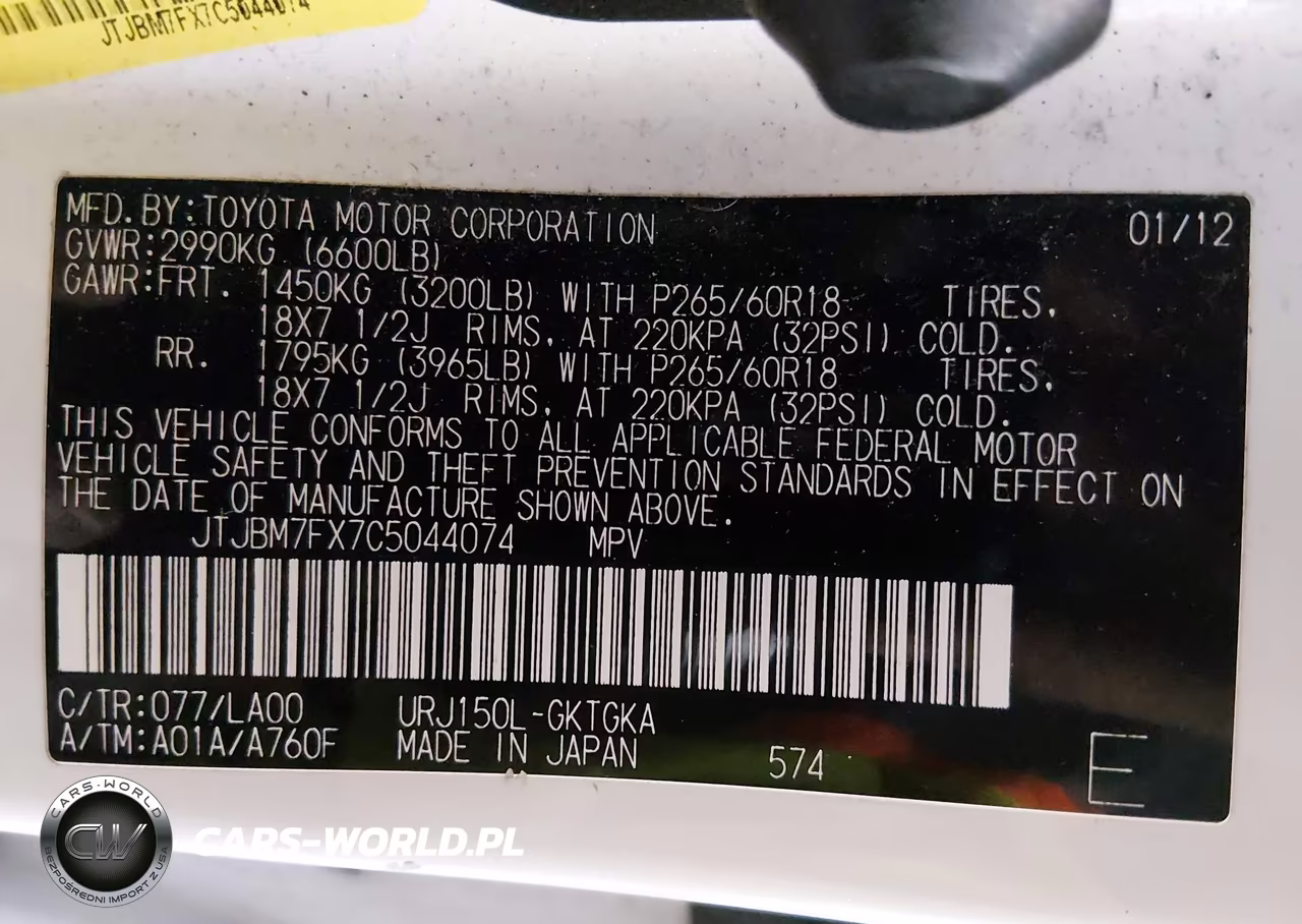 2012 Lexus Gx 460 VIN:JTJBM7FX7C5044074 - 9