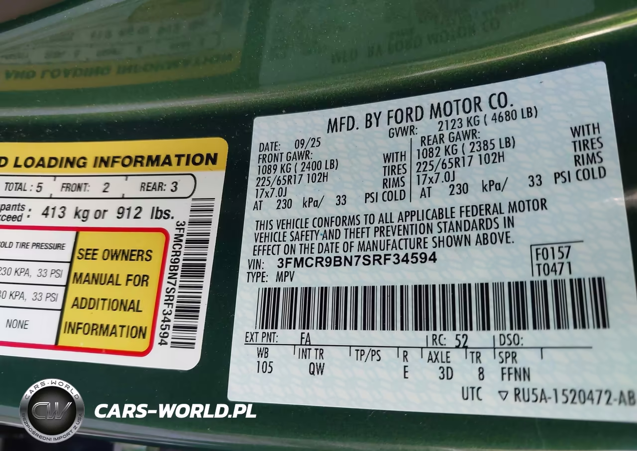 2025 Ford Bronco Sport Big Bend VIN:3FMCR9BN7SRF34594 - 9