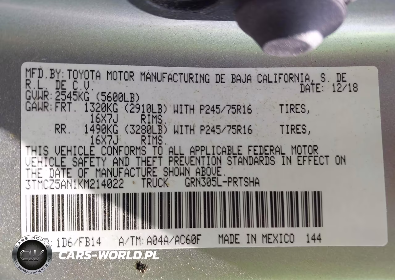 2019 Toyota Tacoma Sr V6 VIN:3TMCZ5AN1KM214022 - 9